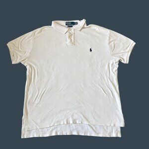 Polo Ralph Lauren White Custom Fit Short Sleeve Polo Shirt Mens Size L Cotton